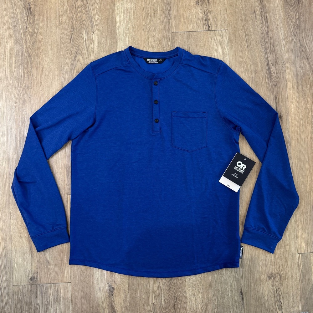 Outdoor Research Aberdeen Henley Shirt Long Sleeve Blue UPF 30 Mens Medium NWT